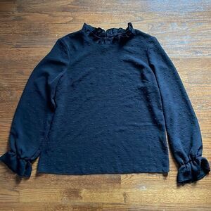 Shein Black Swiss Dot Long Sleeve Top